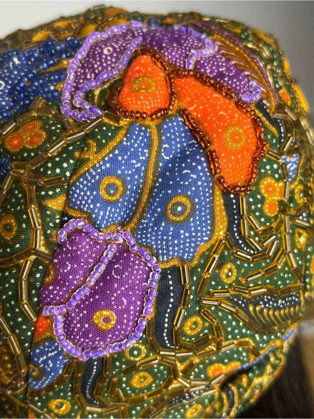 Vintage Fashion Fantasy Beaded Floral Butterfly Hat Art to Wear Festival Cap - Picture 6 of 8